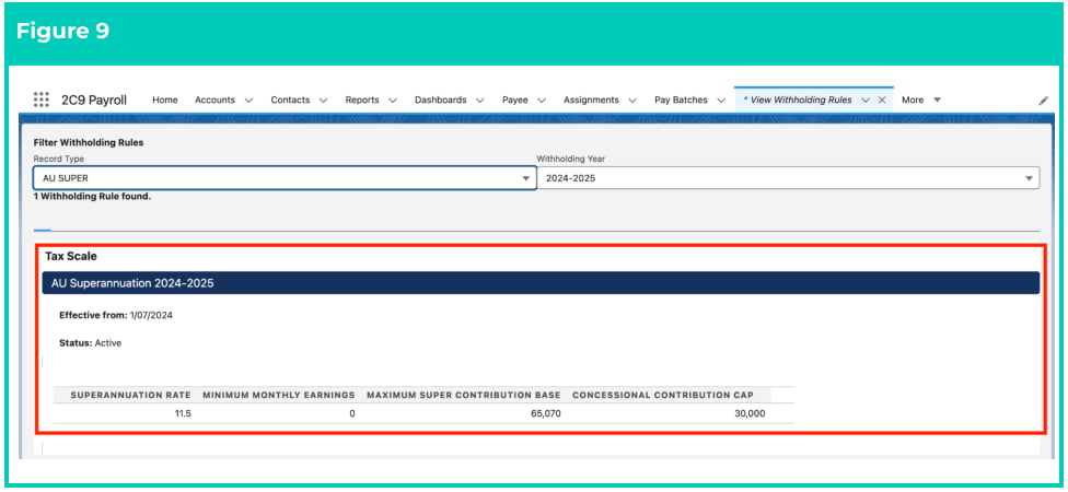 Screenshot from QRG View Withholding Rules