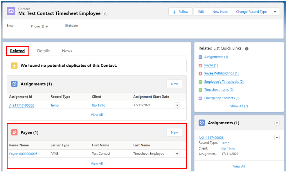 Screenshot from QRG Create a Payee Deduction - General