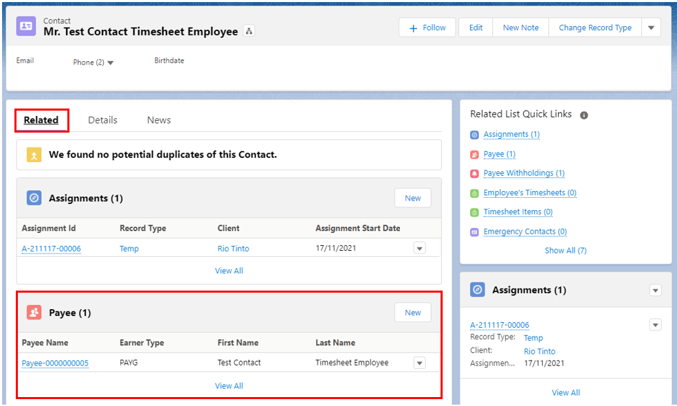 Screenshot from QRG Create a Payee Deduction - General