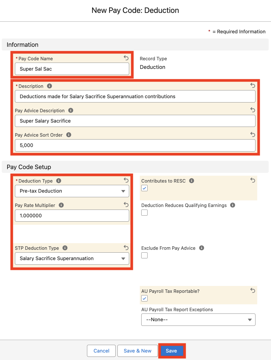 Screenshot from QRG Create Pay Codes - Deduction Pay Codes