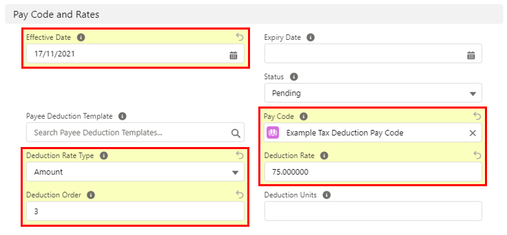 Screenshot from QRG Create a Payee Deduction - PAYG