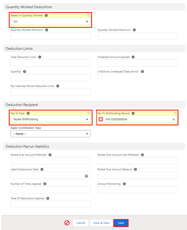 Screenshot from QRG Create a Payee Deduction - PAYG