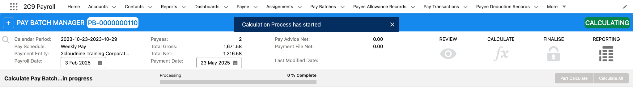 Screenshot from QRG Calculate a Pay Batch
