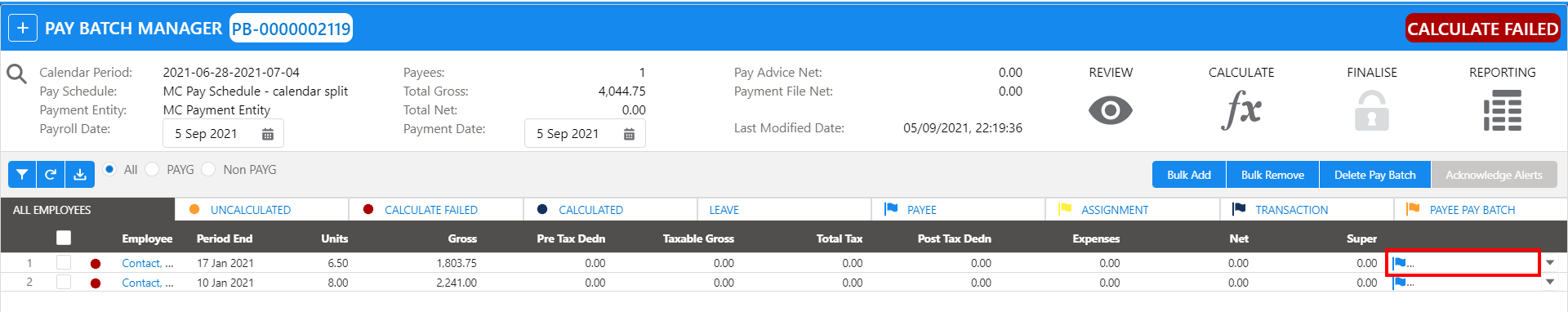Screenshot from QRG Calculate a Pay Batch