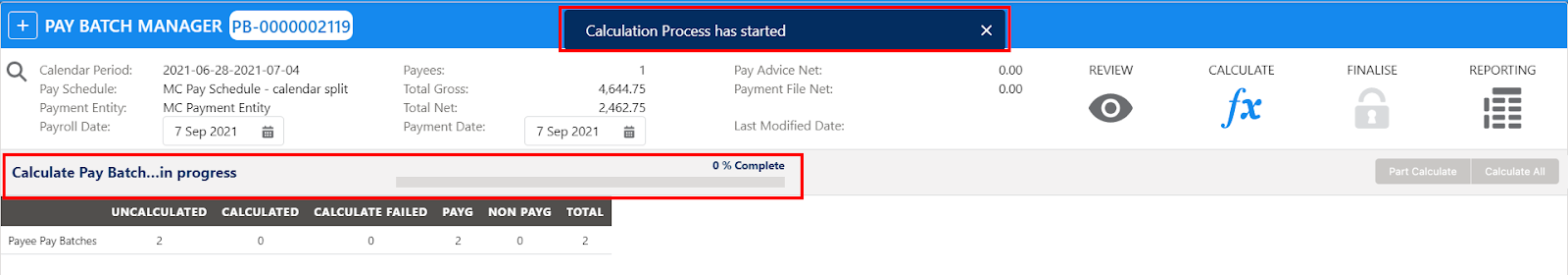 Screenshot from QRG Calculate a Pay Batch