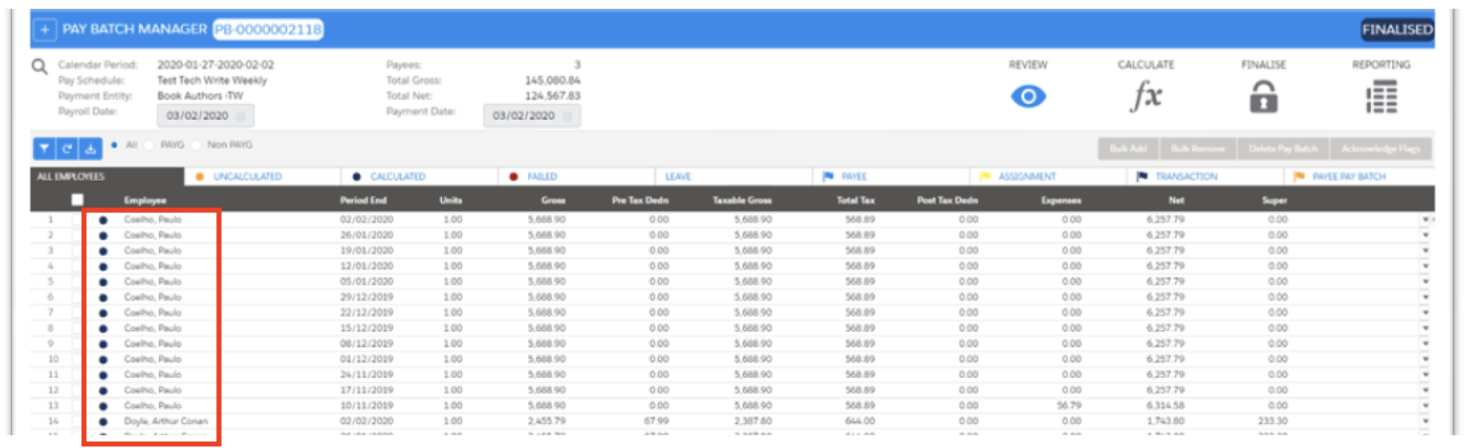 Screenshot from QRG Calculate a Pay Batch