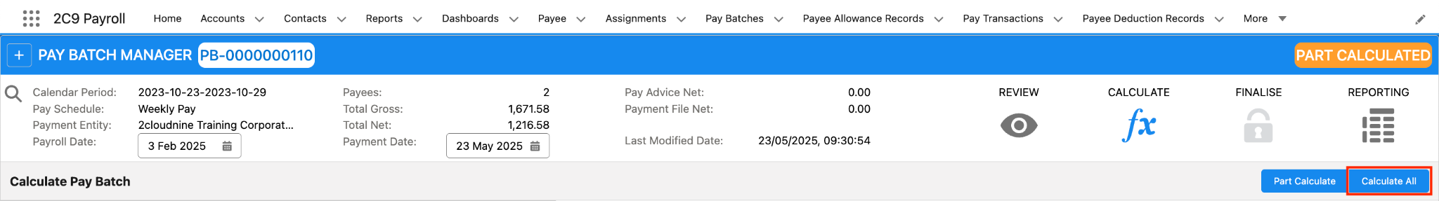 Screenshot from QRG Calculate a Pay Batch