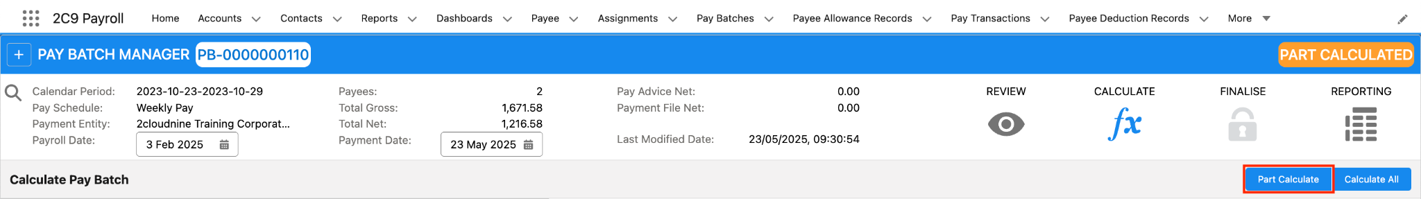 Screenshot from QRG Calculate a Pay Batch