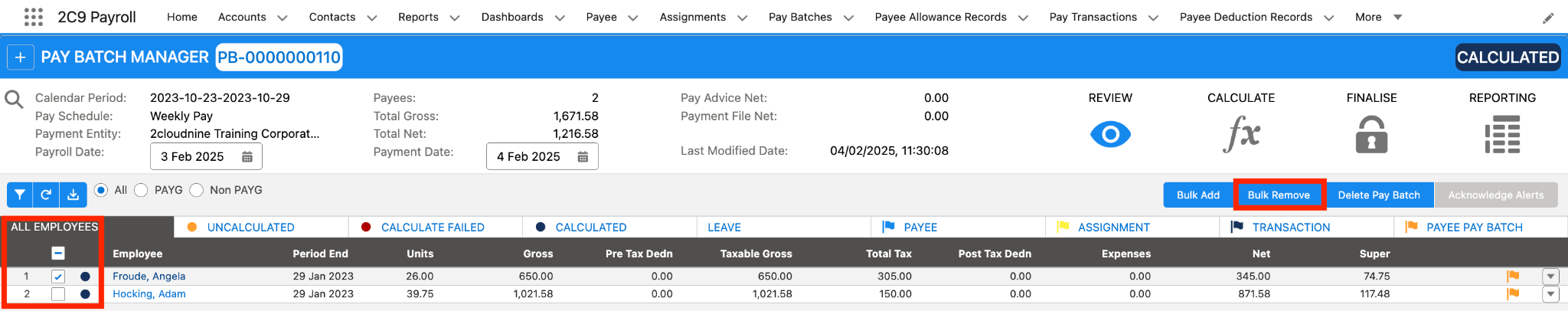 Screenshot from QRG Review a Pay Batch