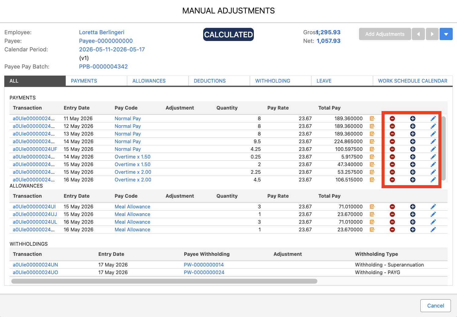 Screenshot from QRG Review a Pay Batch
