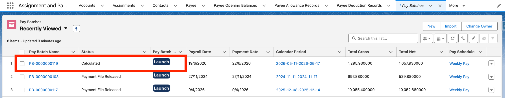 Screenshot from QRG Review a Pay Batch