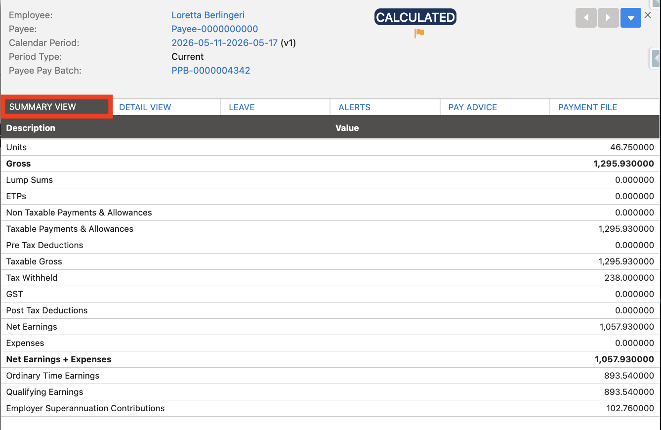 Screenshot from QRG Review a Pay Batch