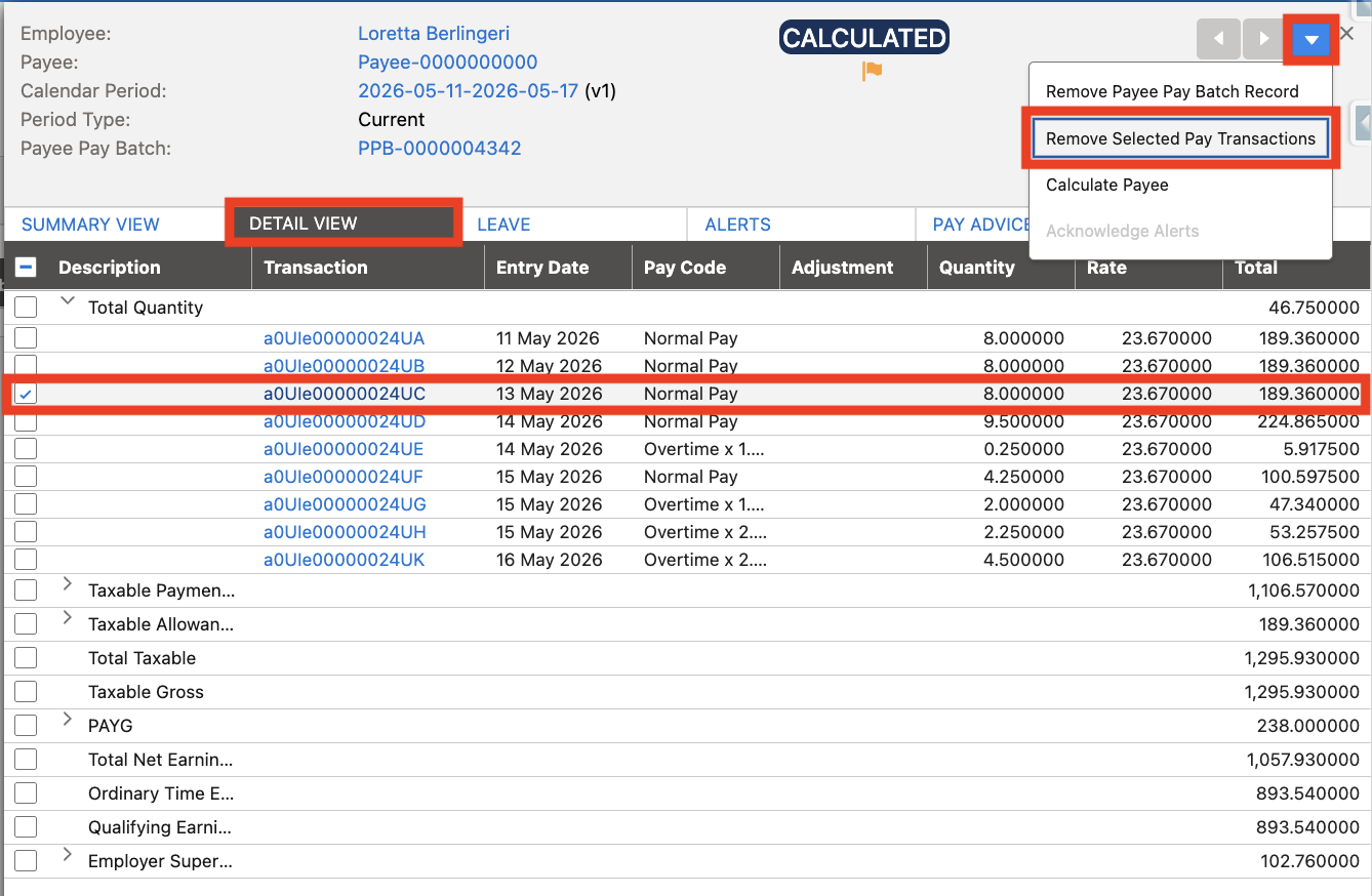 Screenshot from QRG Review a Pay Batch