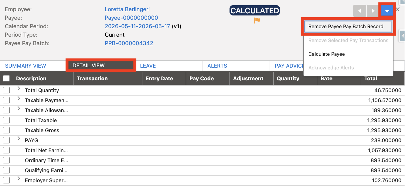 Screenshot from QRG Review a Pay Batch