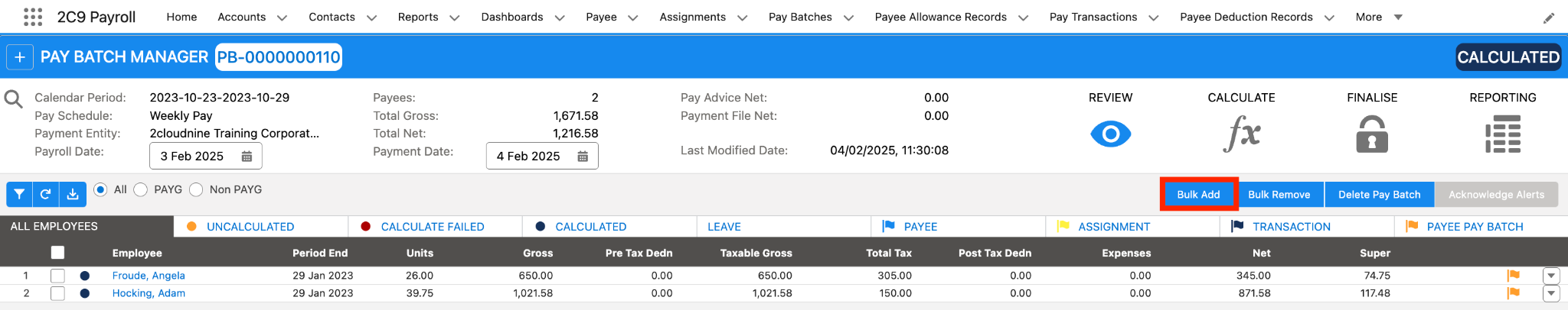 Screenshot from QRG Review a Pay Batch