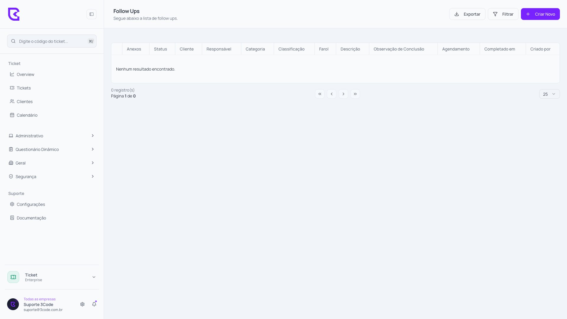 Lista de follow-ups - tema escuro