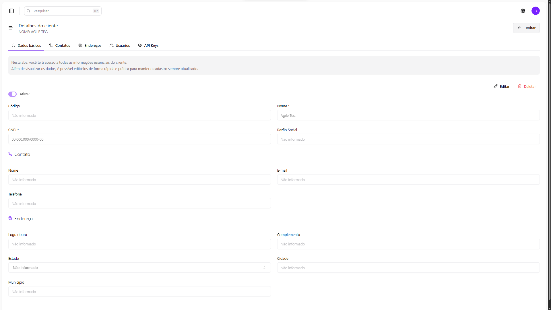 Dados Básicos - Modo Escuro