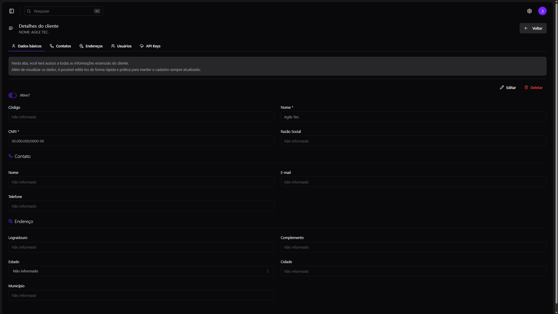 Dados Básicos - Modo Claro
