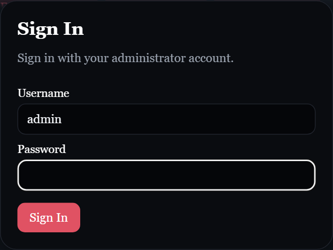 Central Sign In dialog with username and password fields