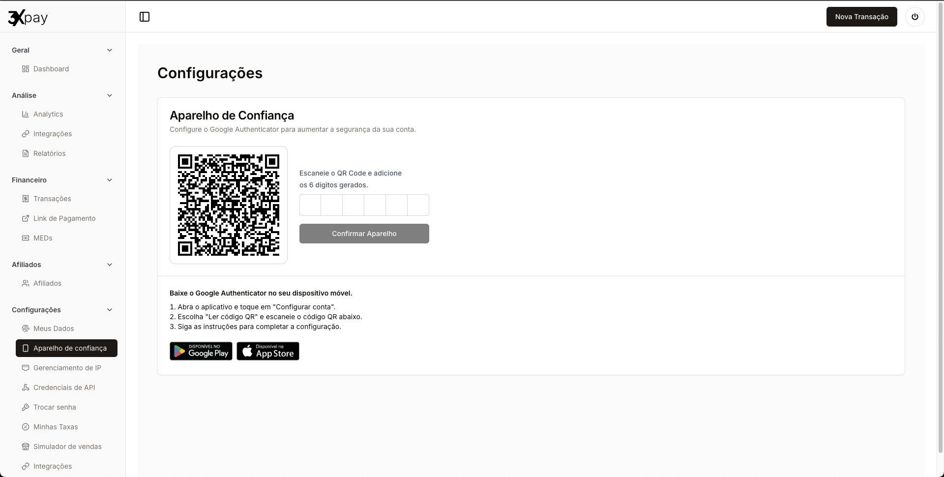 Tela de adição de dispositivo