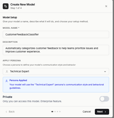 Model name and description Model name and description