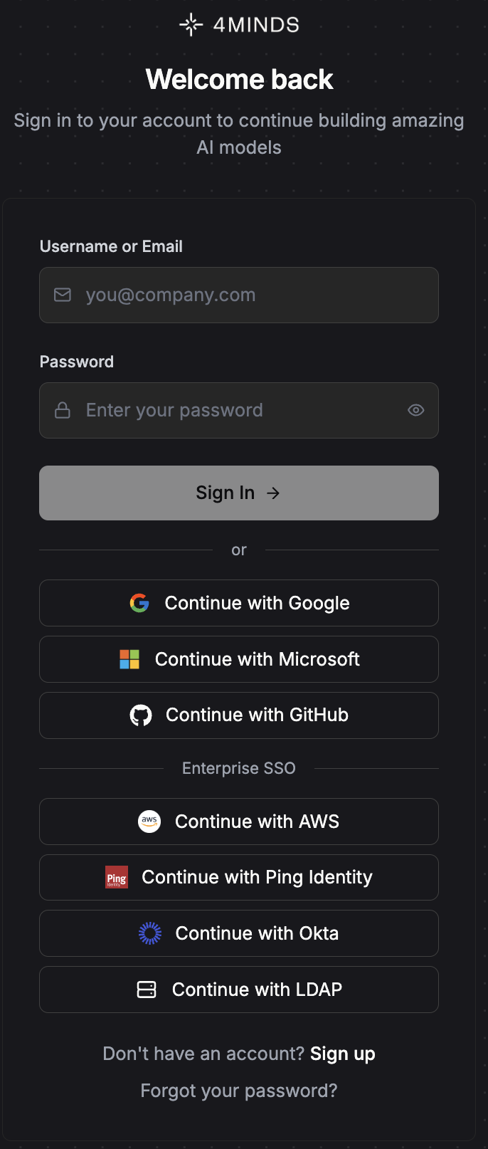4MINDS signup page 4MINDS signup page