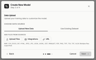 Upload training data Upload training data