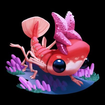 A small pink creature with a starfish on its back, representing a Tiny monster