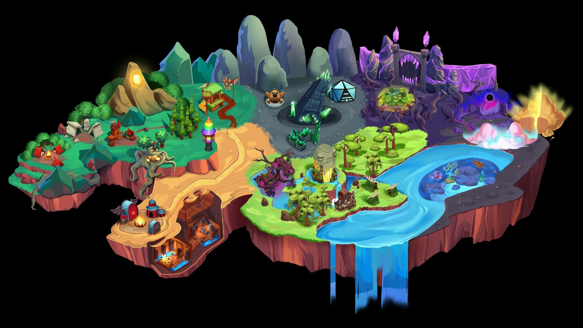 The Expedition Areas world map showing 24 side areas with diverse biomes