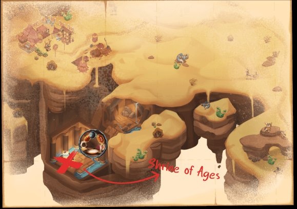 The desert Expedition Areas map showing the Shrine of Ages location