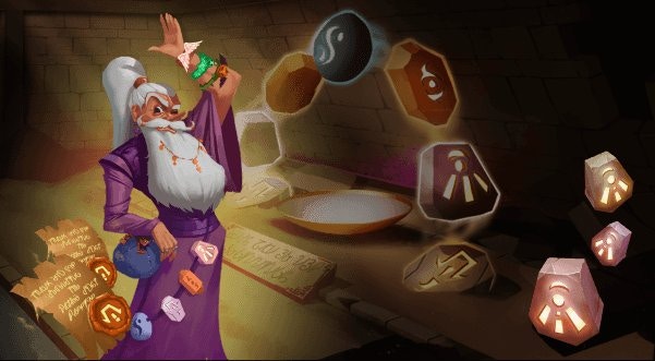 Motes, the Shrine keeper, juggling rune stones