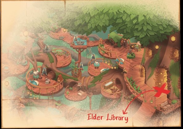 The Mama Tree area with Elder Library location marked
