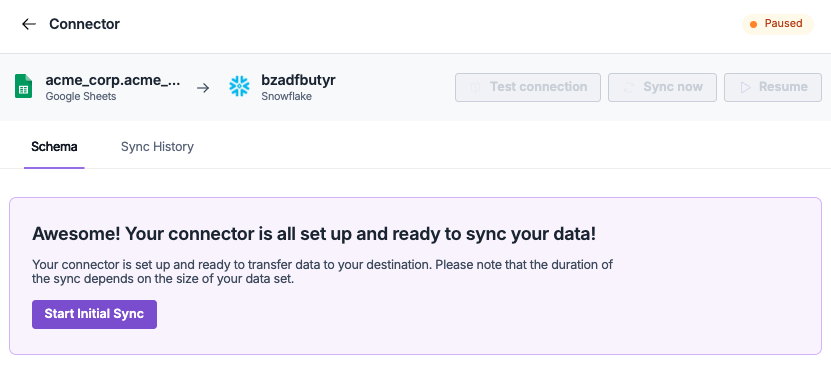 Connector Activation Screen