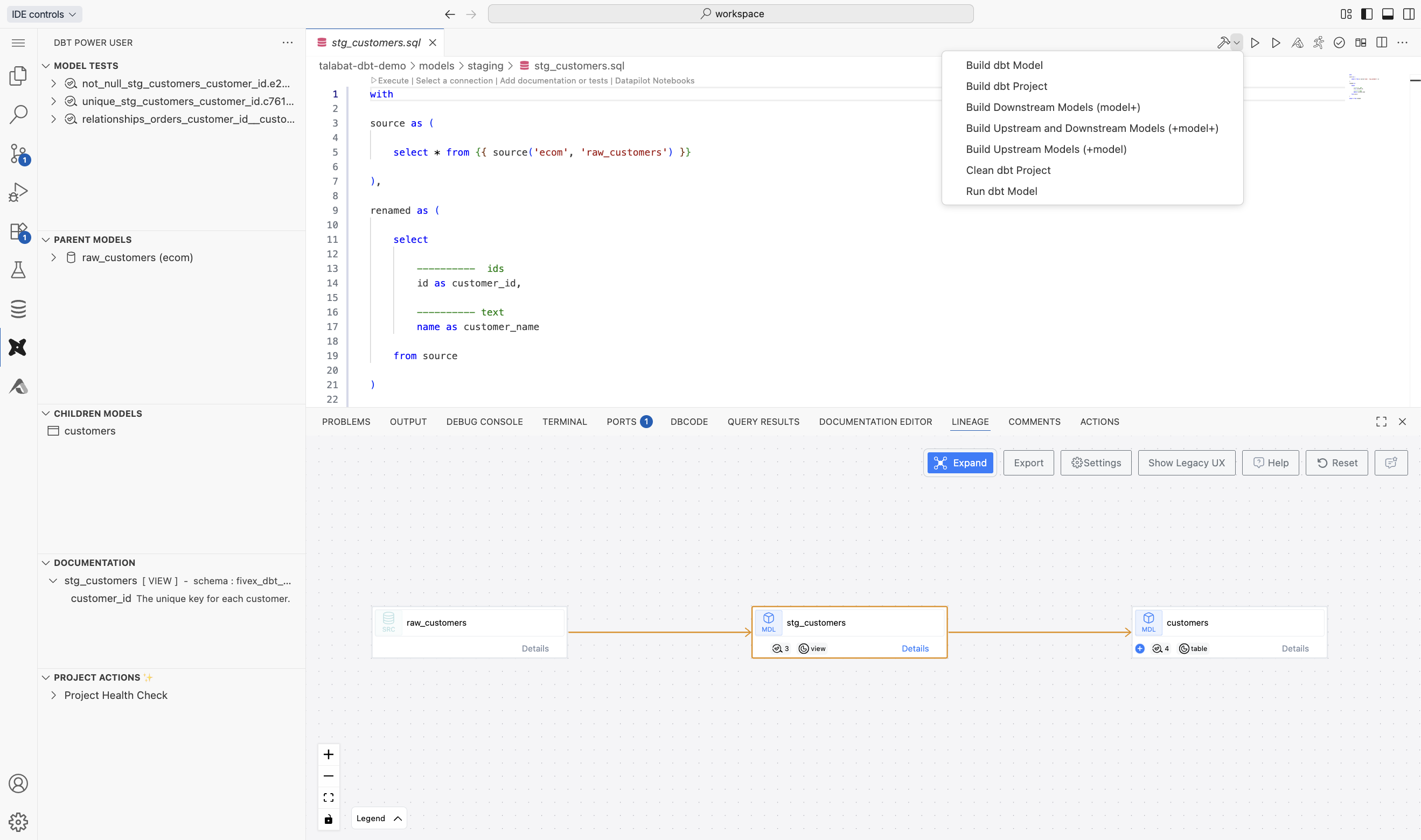 dbt Power User Extension