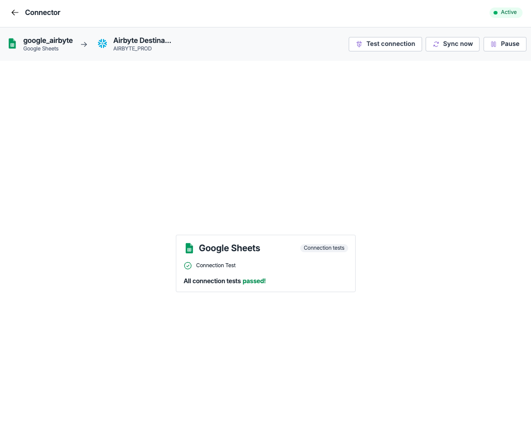 Test connection button and results interface