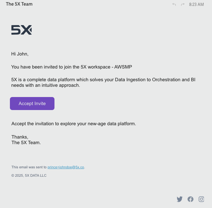 5X Invitation Email