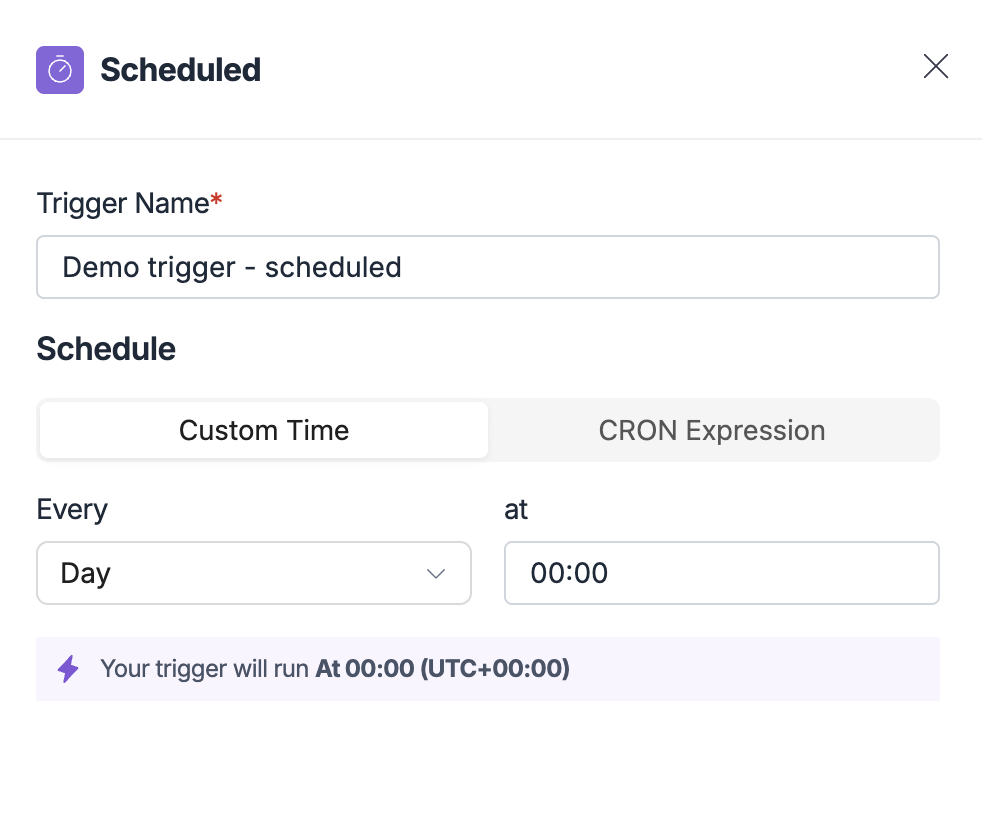 Scheduled Trigger Configuration