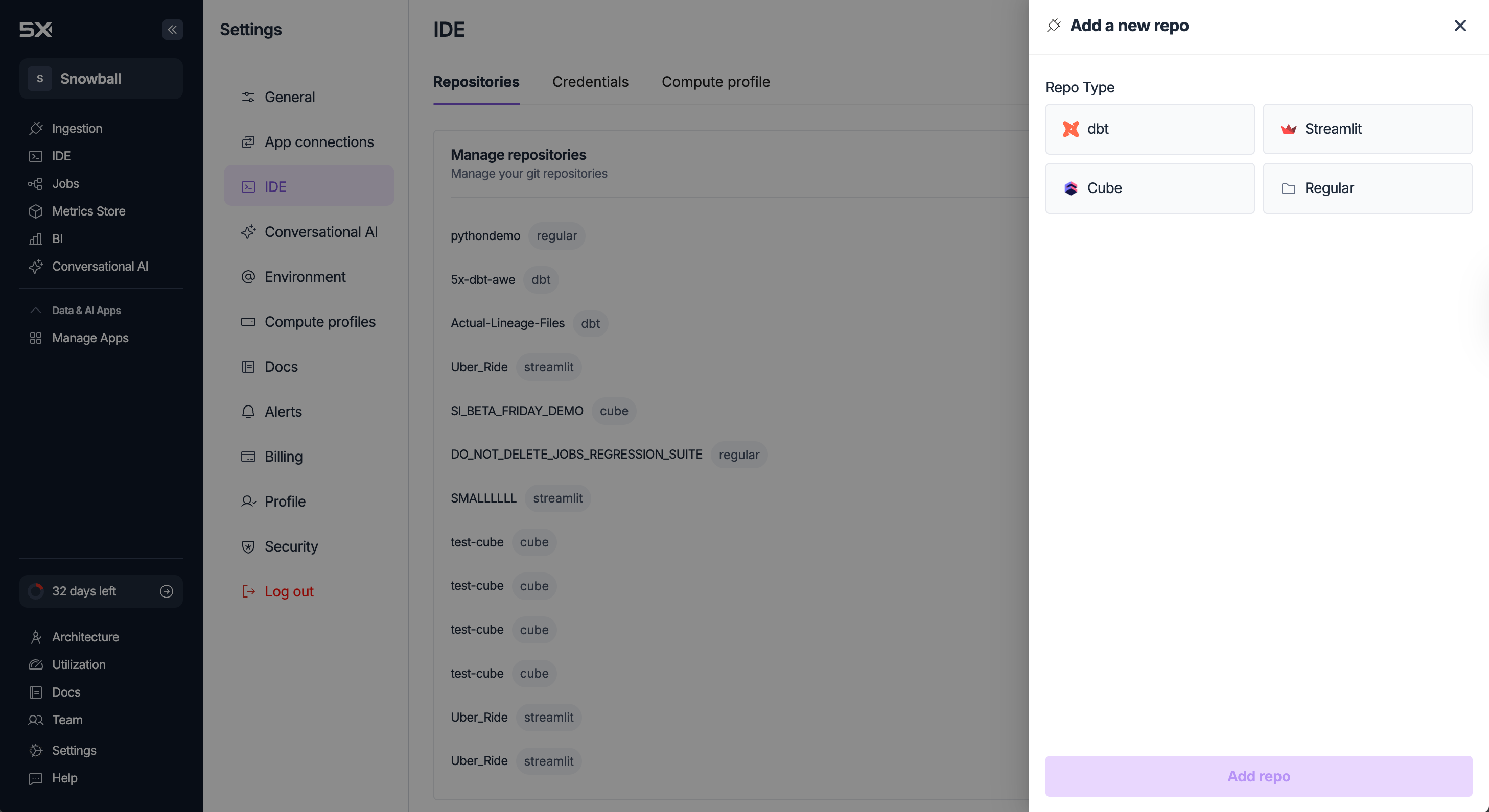 IDE Repository Configuration