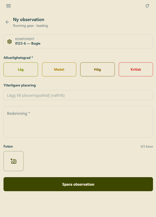 New finding screen