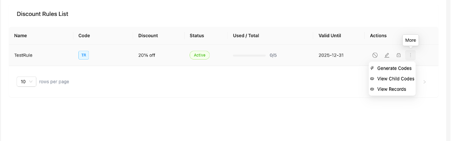 Generate codes action