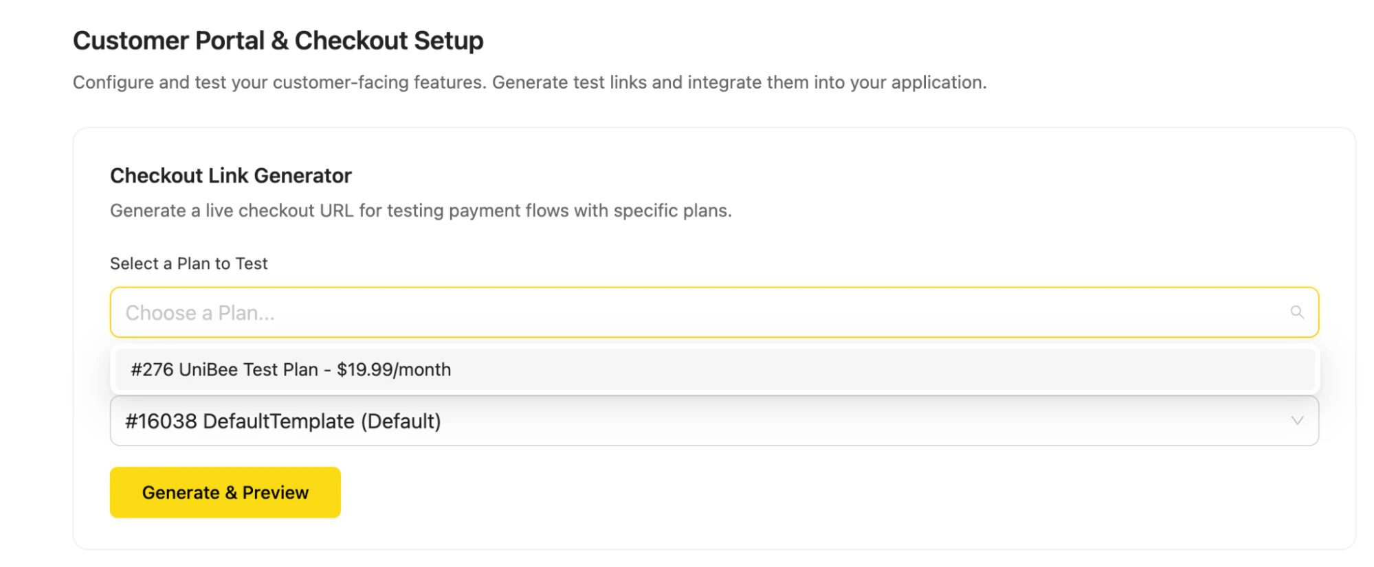 Custom Portal & Checkout Setup