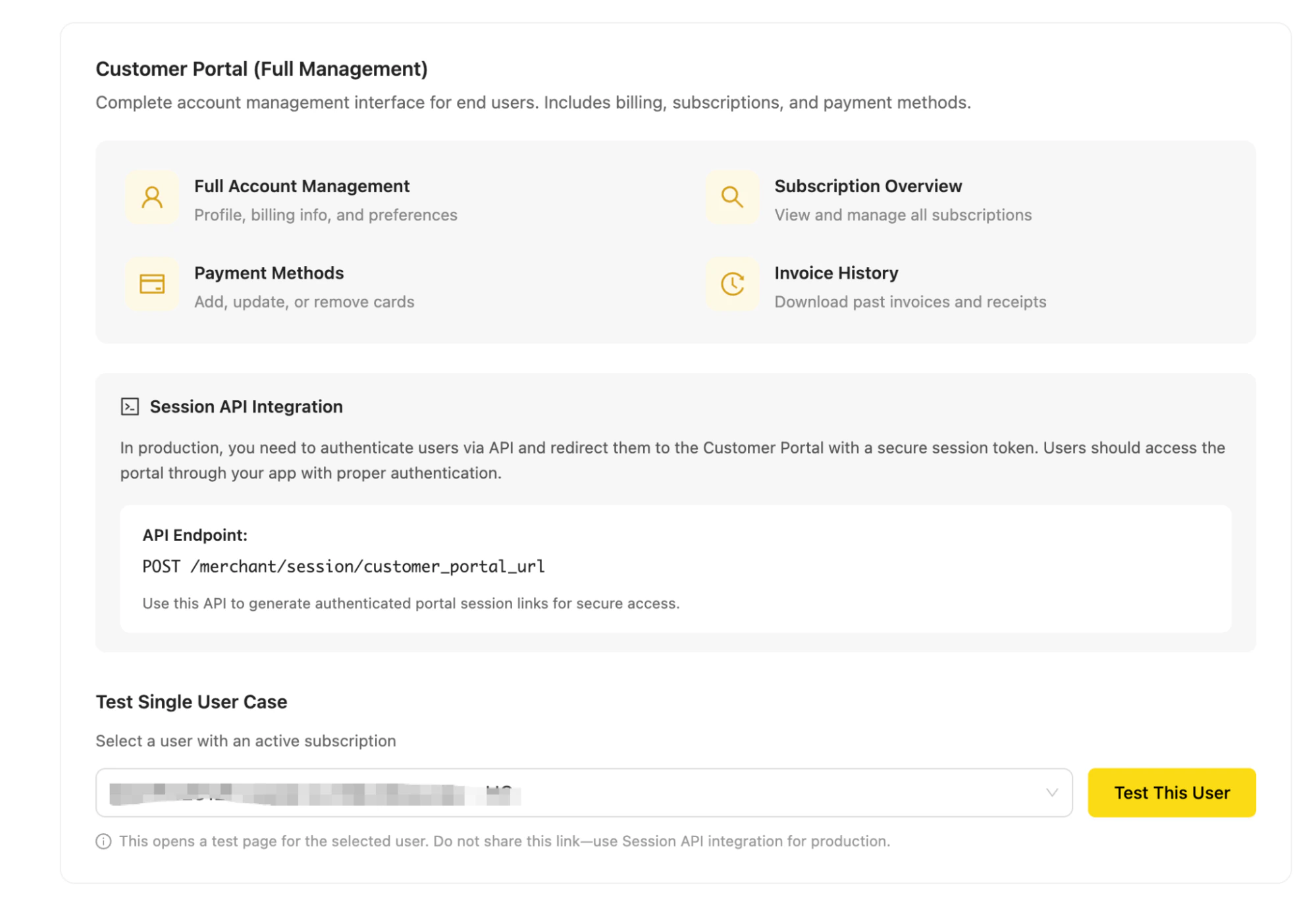 Test single user case in sandbox environment