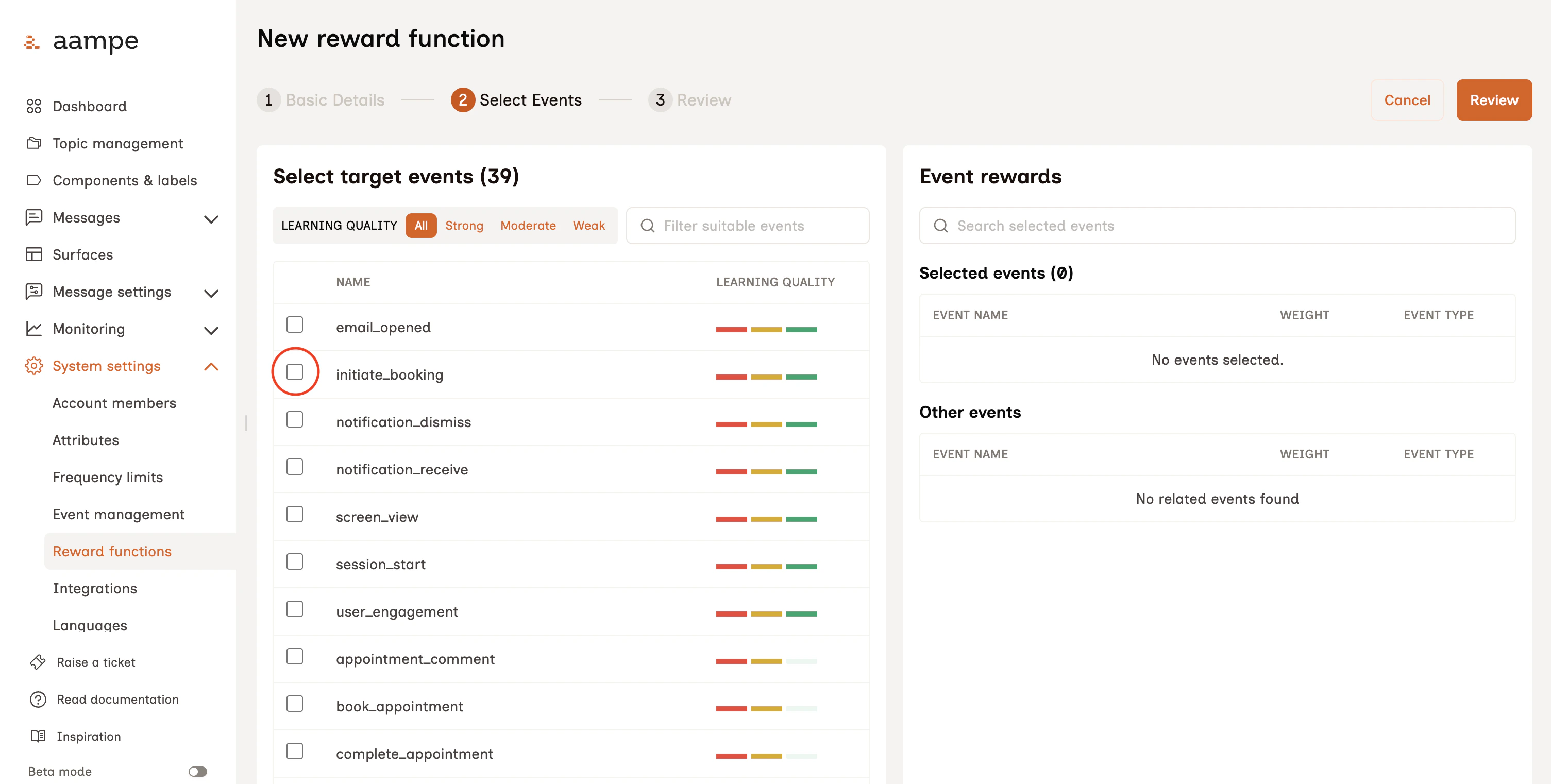 Select Target Events