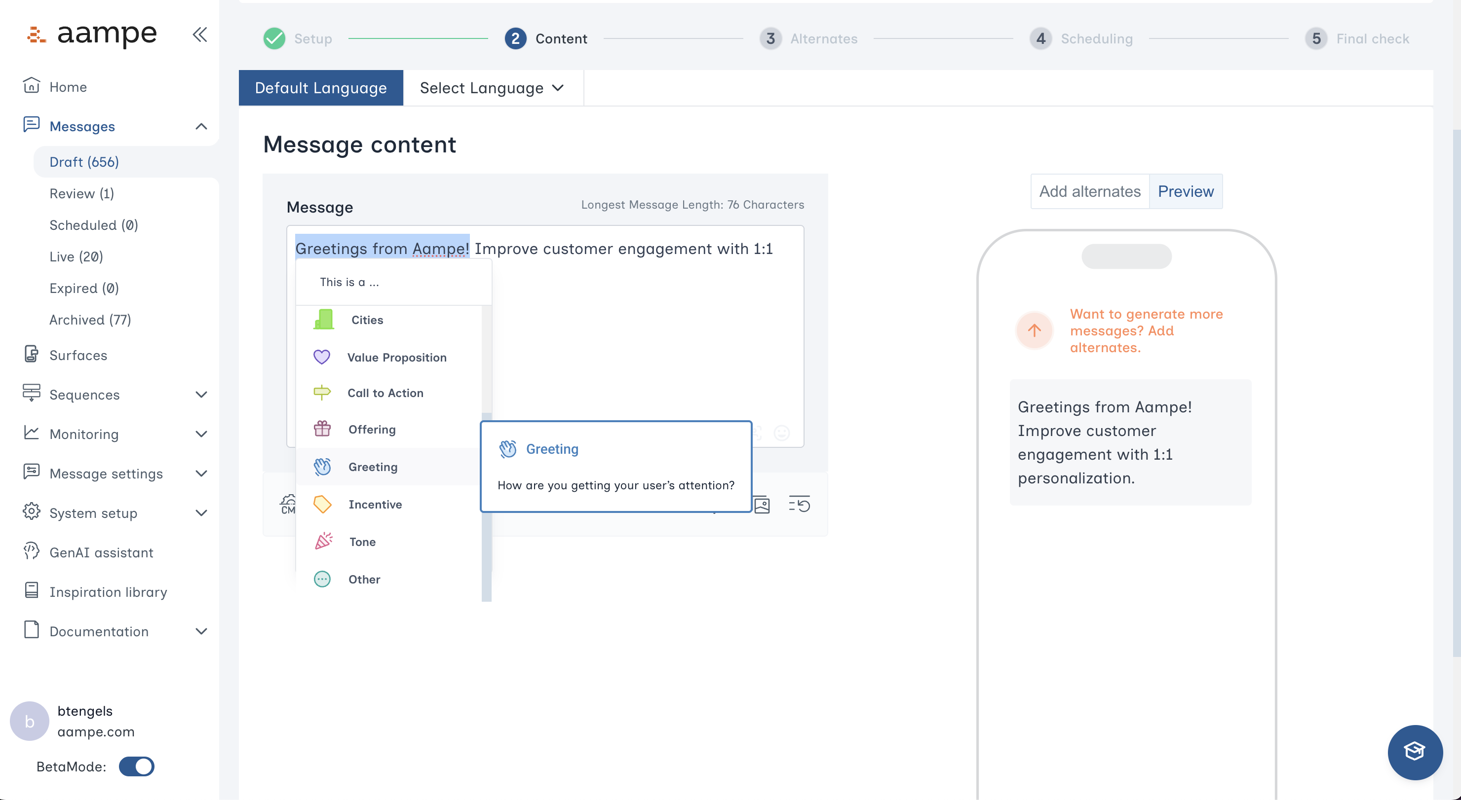 Component Highlight Menu Pn