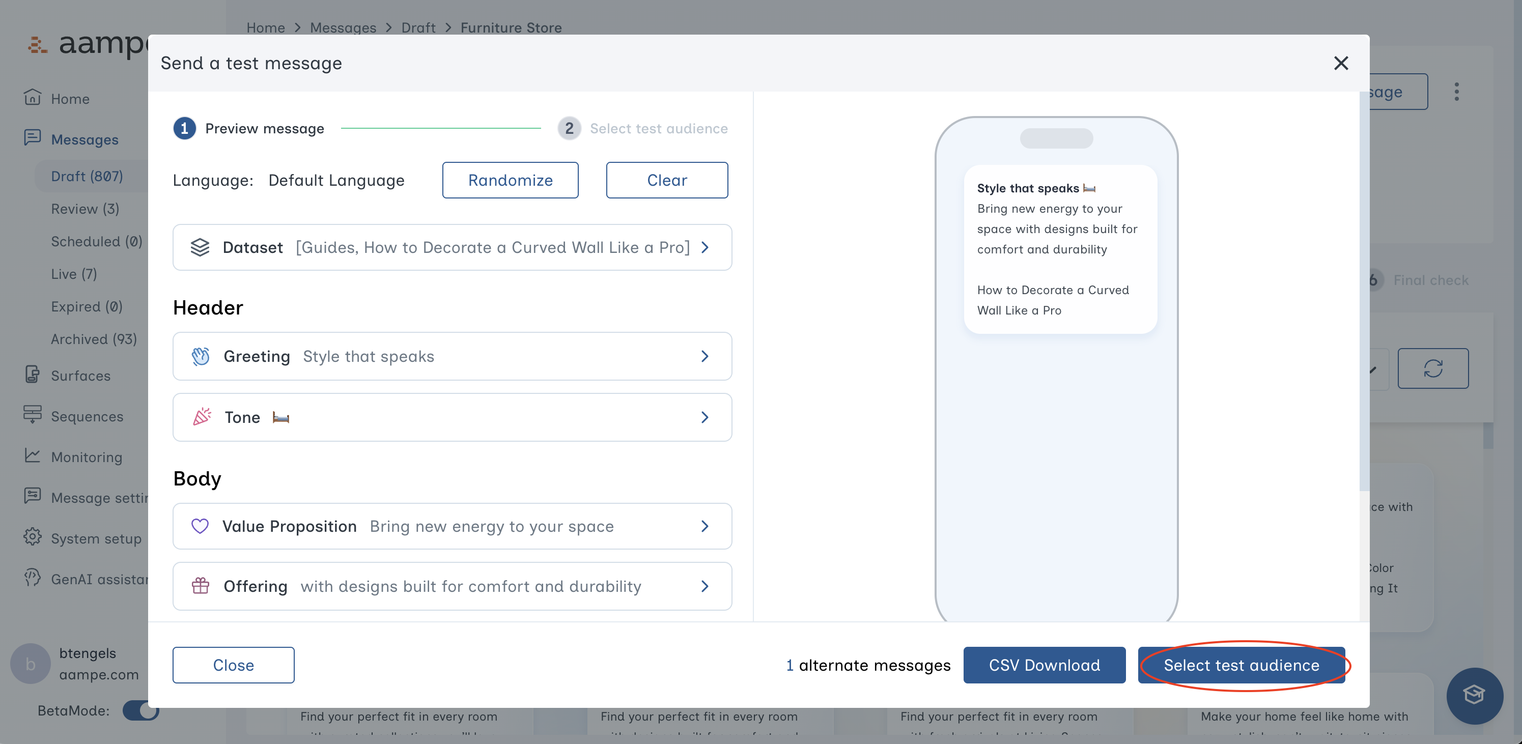 Send Test Message Menu Pn