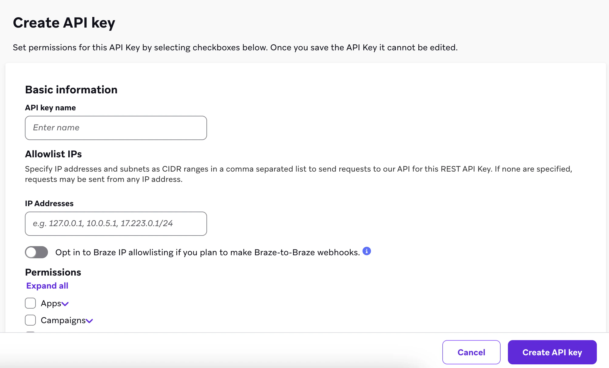 Braze Api Key Creation Braze Api Key Creation