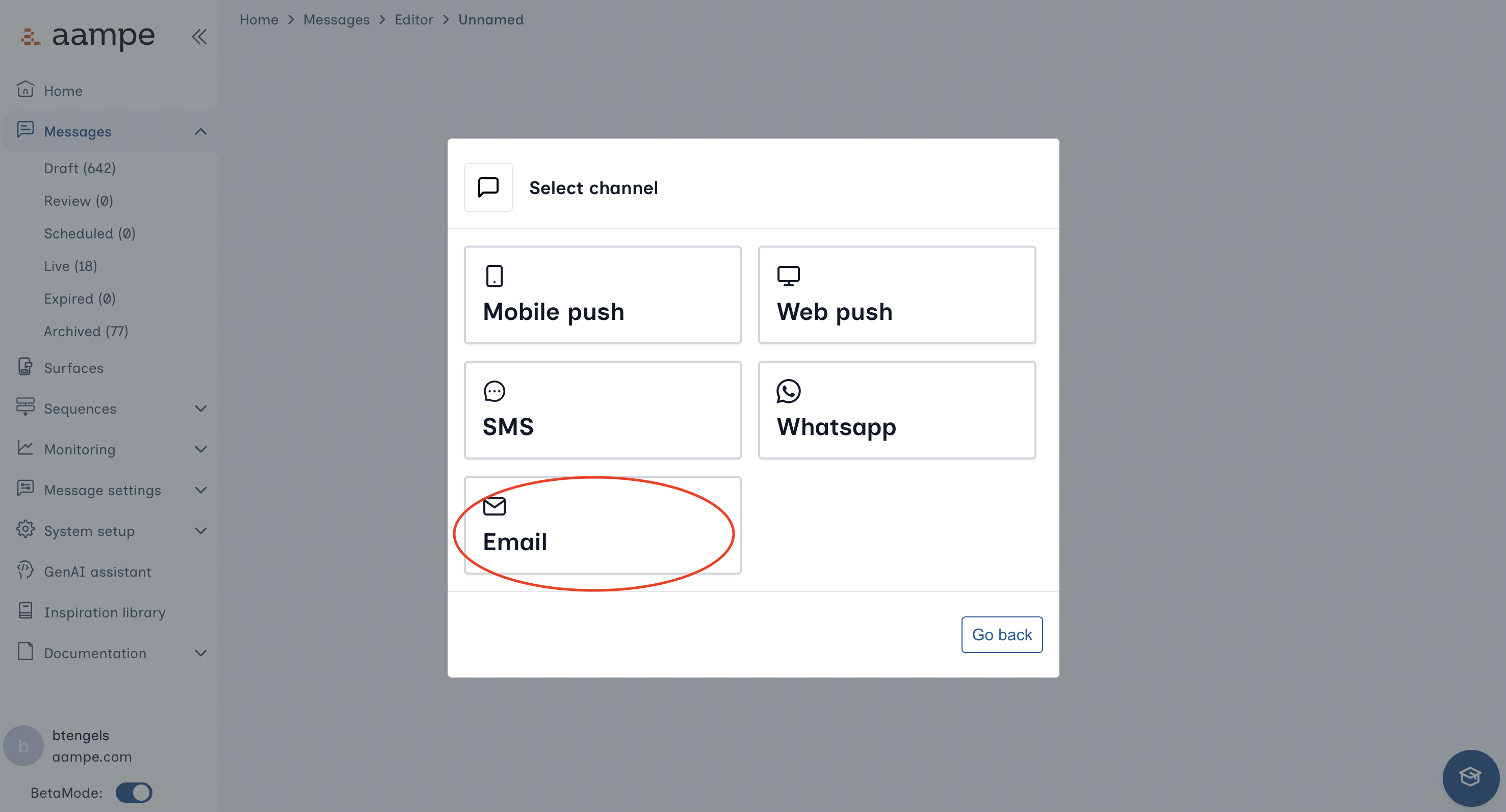 Messages Channel Menu Email Pn