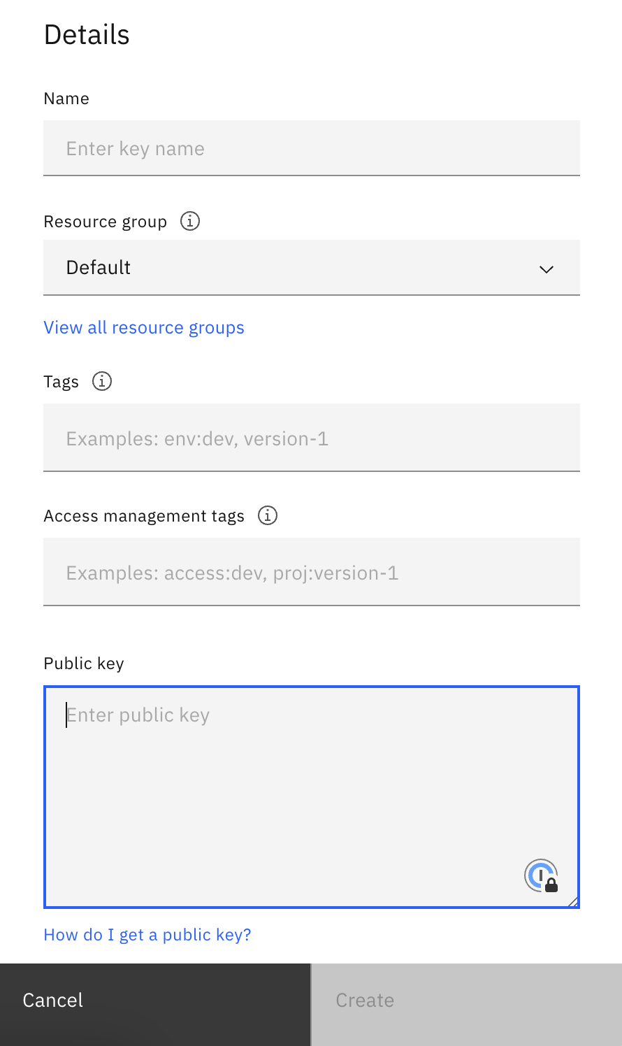 IBM Cloud SSH Keys list (VPC)