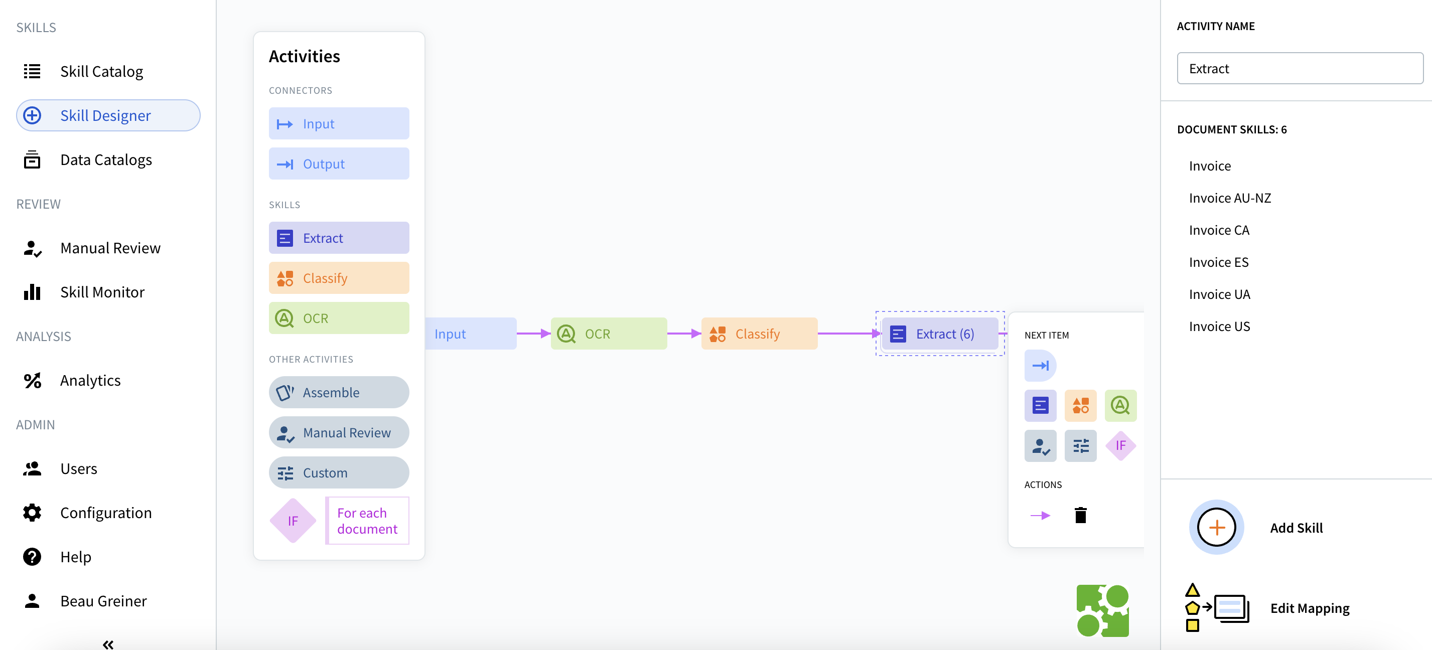 Configuring Extraction Skills