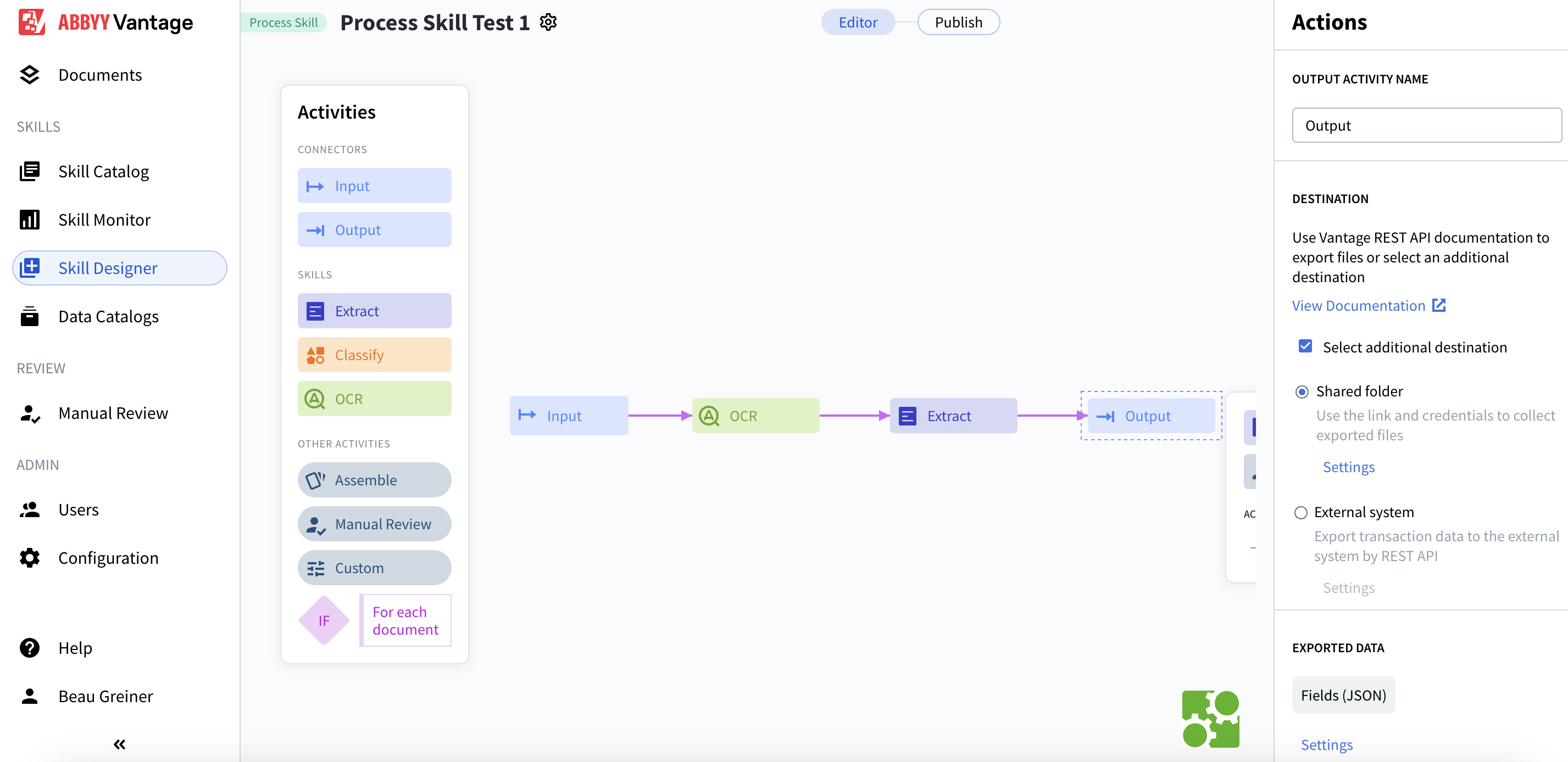 Configuring Output Activity
